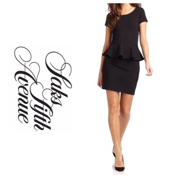 Red by Saks Fifth Avenue Black Peplum Dress Size Large - Picture 1 of 11